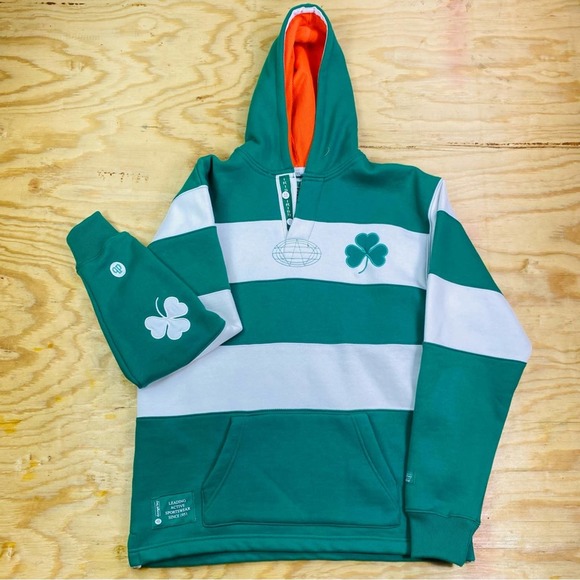 Donegal Bay Other - Donegal Bay Irish Rugby Green and White Hoodie Size Medium